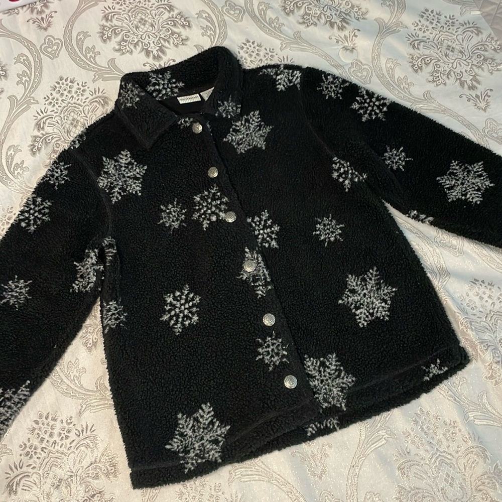 Black Snowflake Fleece Jacket